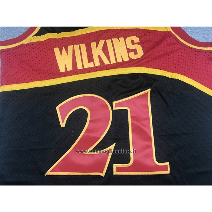 Maglia Atlanta Hawks Dominique Wilkins #21 Mitchell & Ness 1986-87 Nero